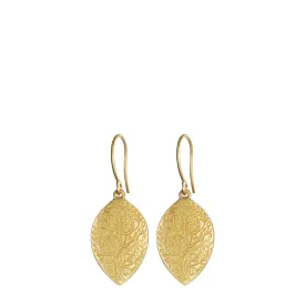 18K Gold Medium Engraved Paisley Earrings