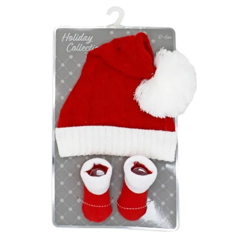 2Pk Red Santa Hat & Bootie Set