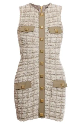 4 Pocket Tweed Short Dress