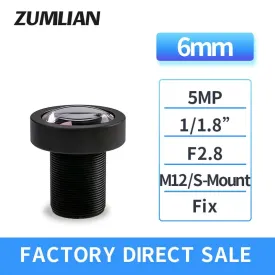 5.0MP M12/S-mount 6mm F2.8 Manual ITS Lenses For 1/1.8" Sensor