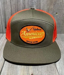 7 Panel Upland Patch Dark Loden - Orange Mesh Back Cap