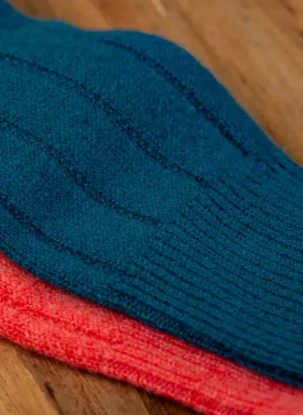 75% Cashmere Rib Sock in Dark Turquoise