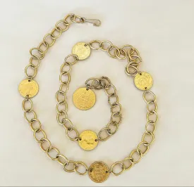 80s classic coin & gold link designer fashion belt or you could used as a necklace.