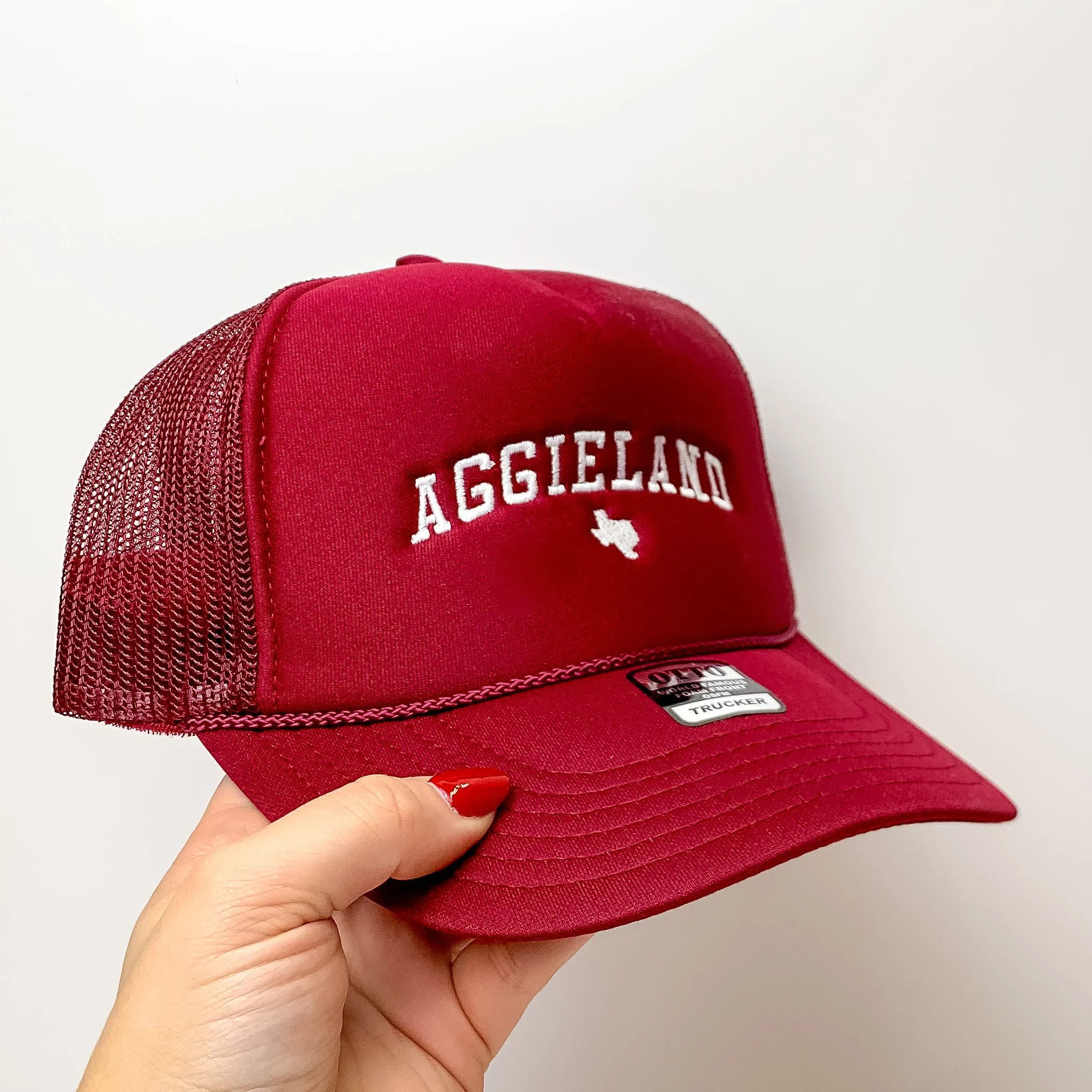 Aggieland Foam Trucker Hat in Maroon and White