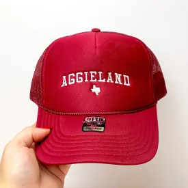 Aggieland Foam Trucker Hat in Maroon and White