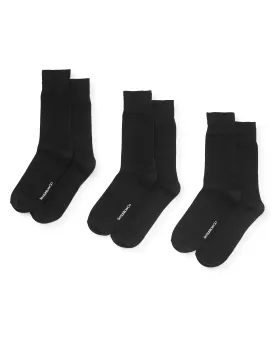 Black Plain 3 Pack Sock