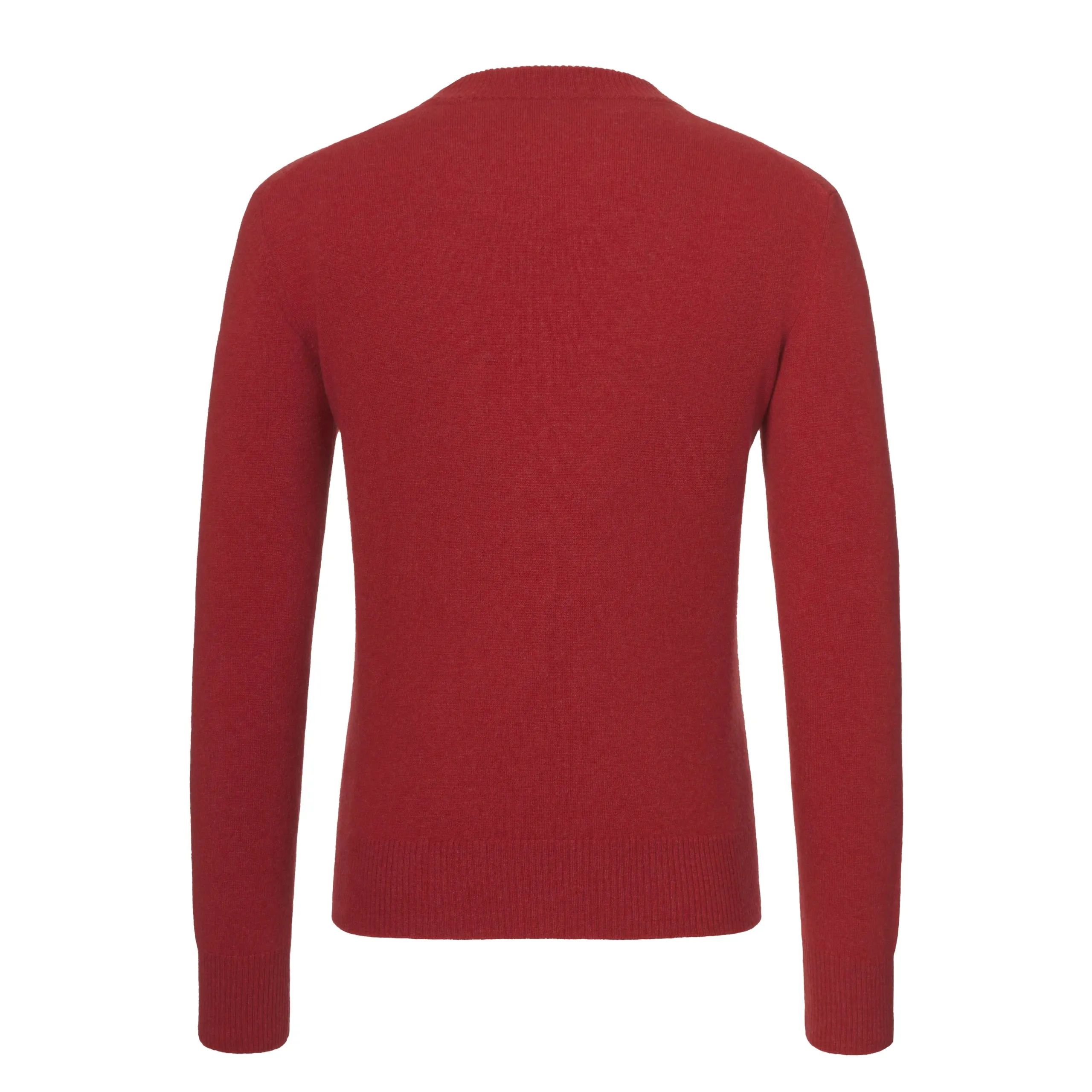 Cashmere Crew-Neck Pullover in Hibiscus Red