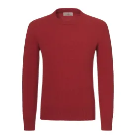 Cashmere Crew-Neck Pullover in Hibiscus Red