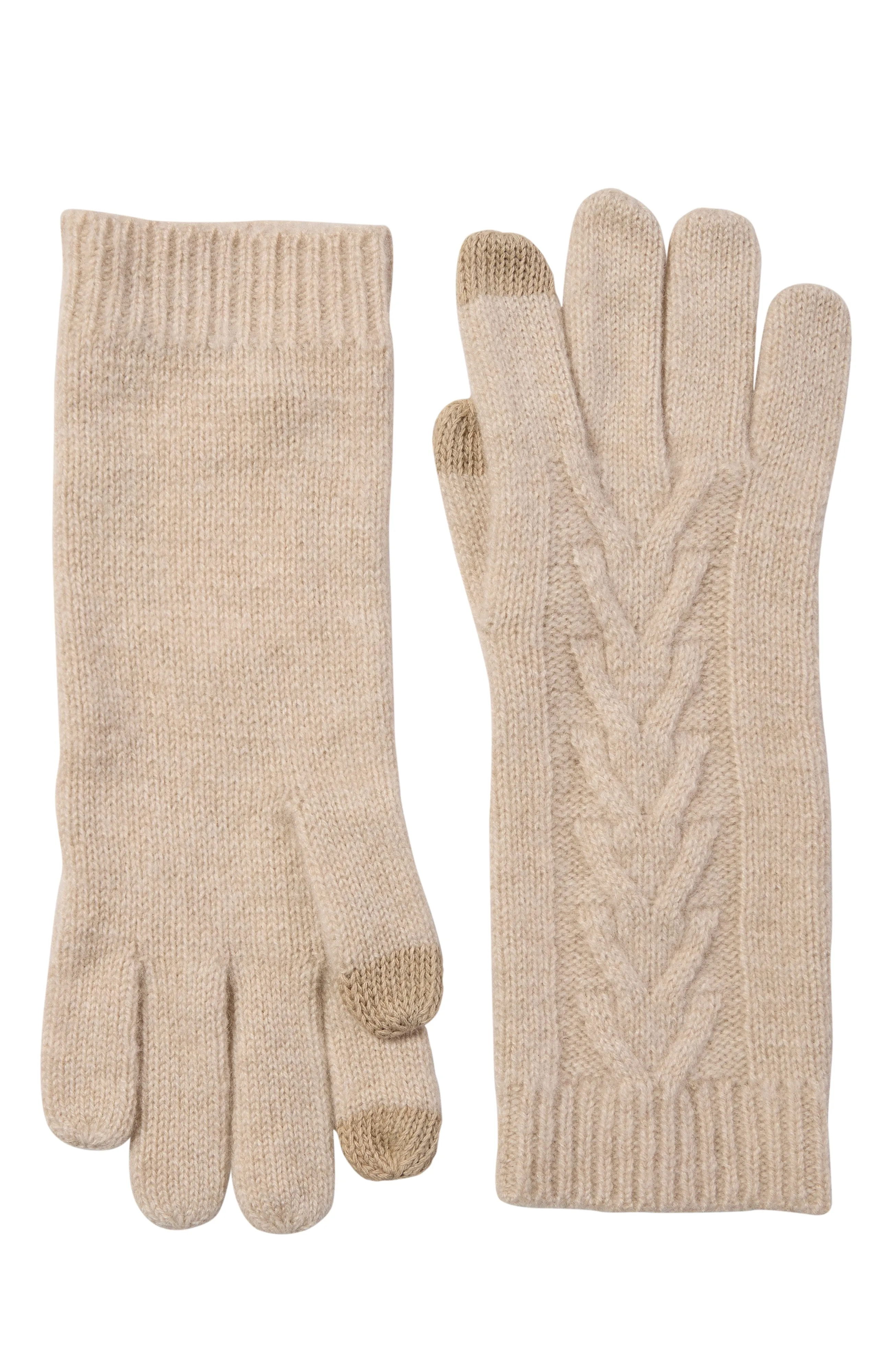 CASHMERE KNIT CABLE GLOVE WITH TOUCH TECH