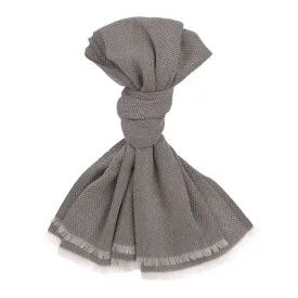 Cashmere, Wool and Silk-Blend Herringbone Scarf in Taupe