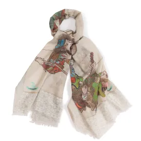 Cashmere/Silk Three Kingdoms Print Scarf