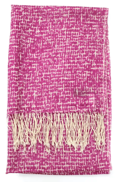 Checkerboard Print Wool Scarf - Fuchsia