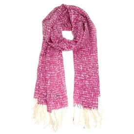 Checkerboard Print Wool Scarf - Fuchsia