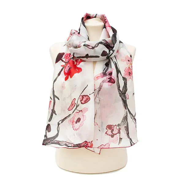 Cherry Blossom Silk Habotai Scarf