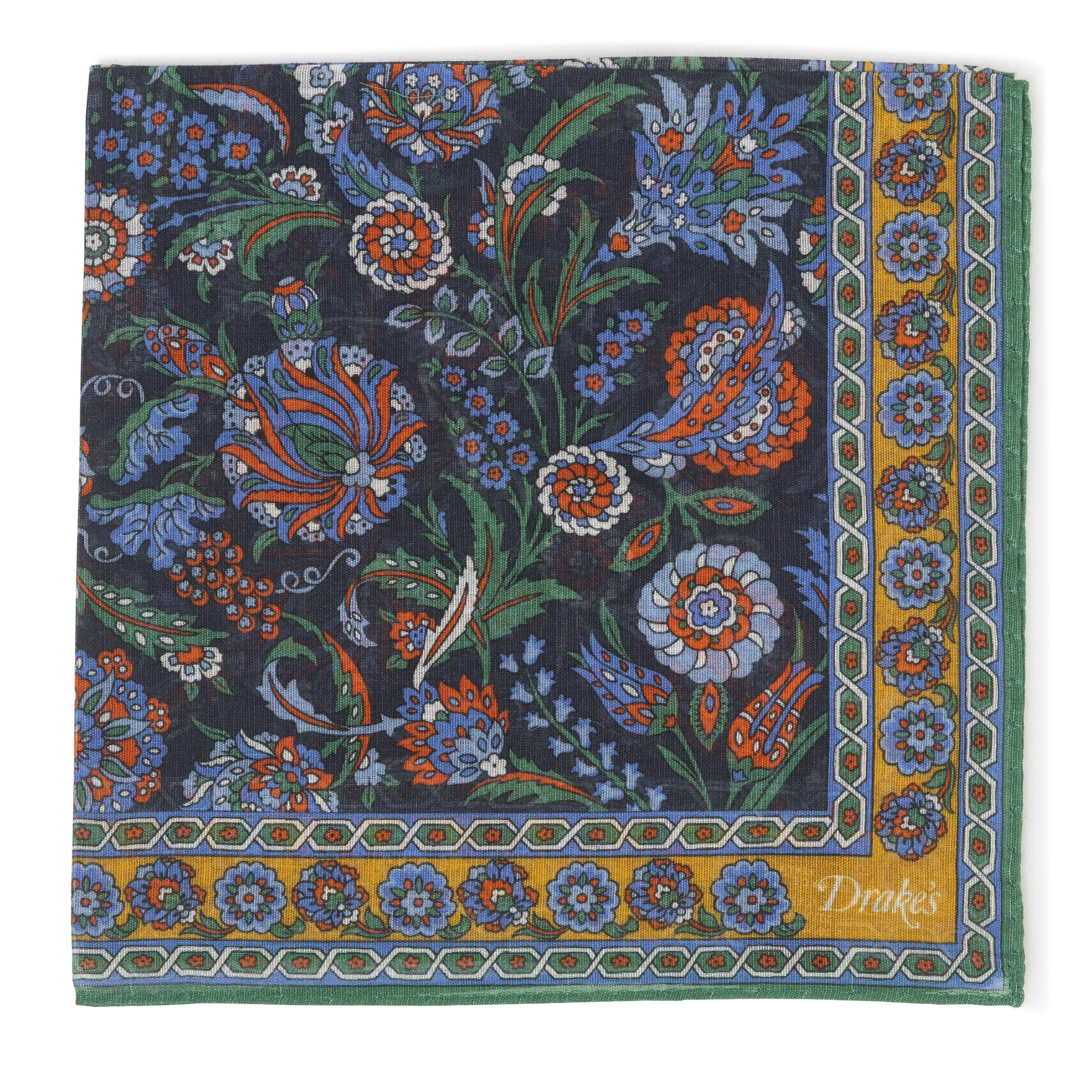 Cotton/Modal/Cashmere Vintage Floral Print Pocket Square