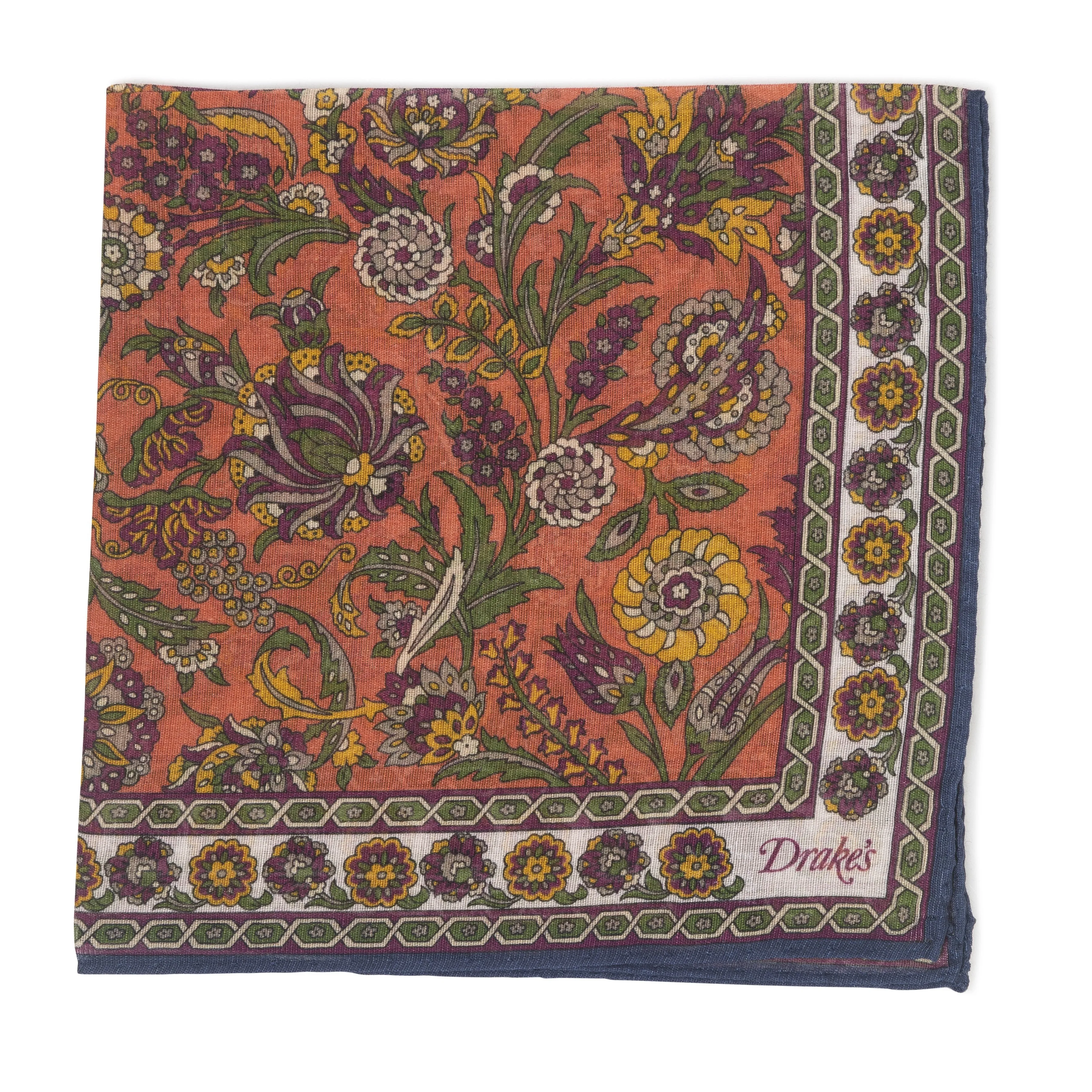 Cotton/Modal/Cashmere Vintage Floral Print Pocket Square