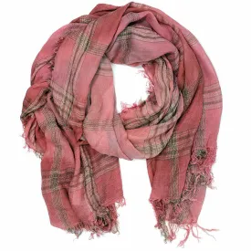 Crinkle Plaid Scarf-Pink