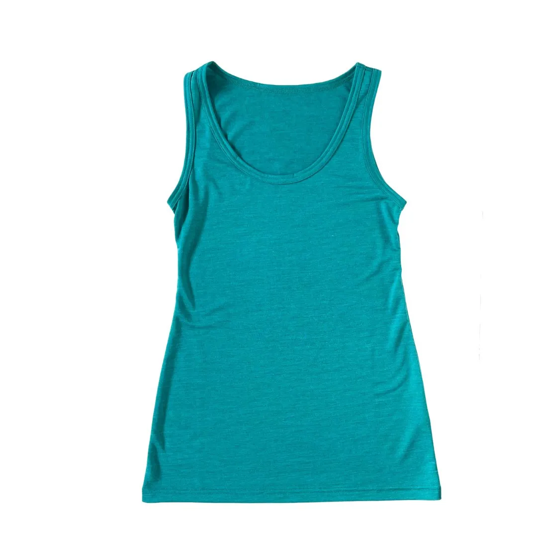 Damen Tank Top smaragd, Merinowolle & Seide (bio/GOTS)