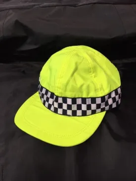 Hi Vis Yellow Baseball Cap, chequerboard, adjustable black plastic strip (Used – Grade A)