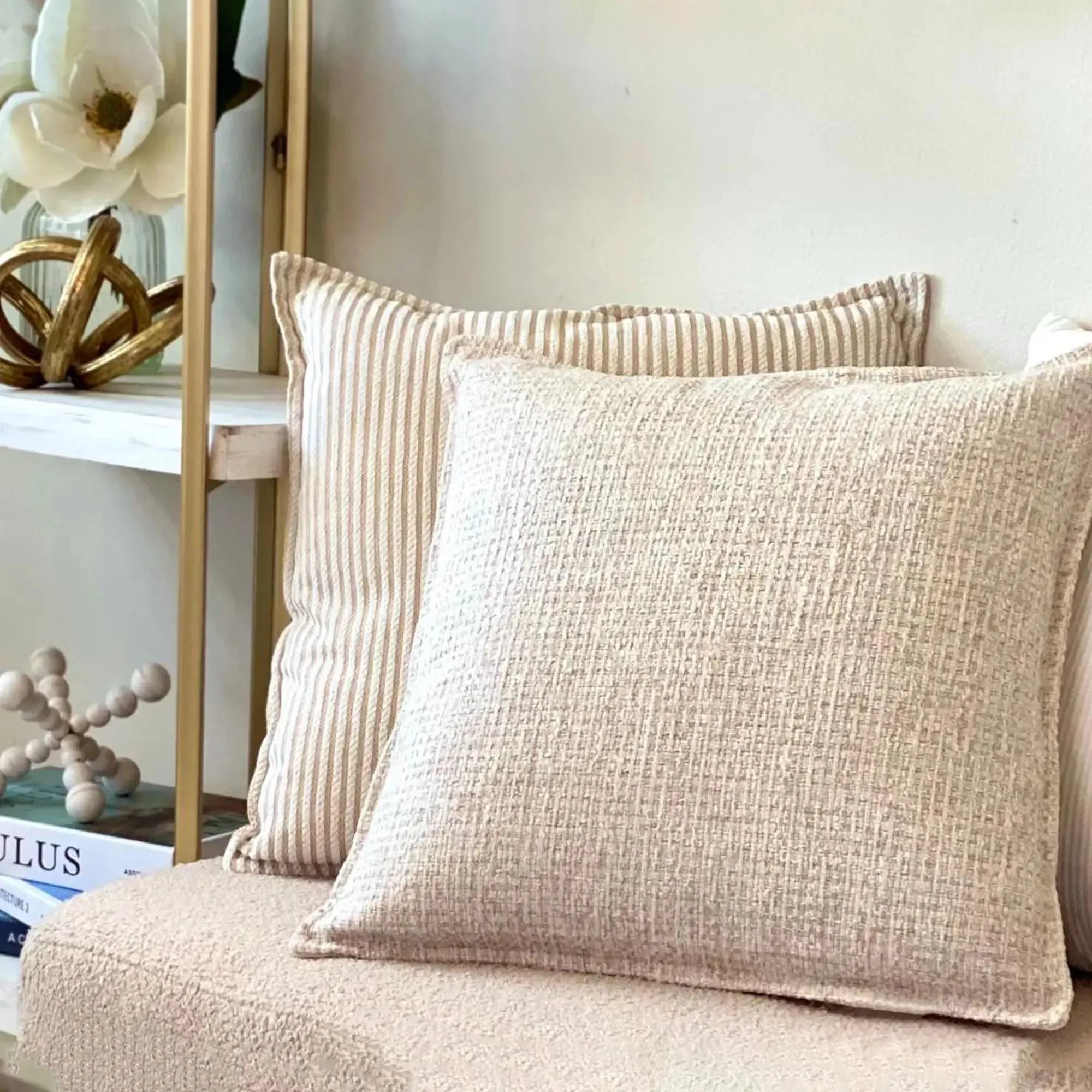 Ivory Solid Tweed Pillow