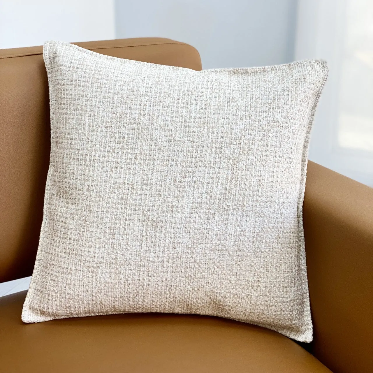 Ivory Solid Tweed Pillow