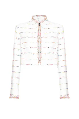 Ivory/Multi Tweed Short Jacket - Hermione