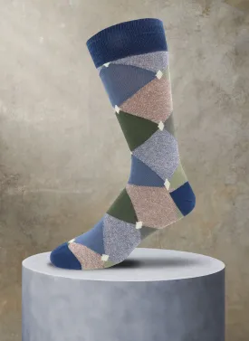 Jaspe Diamond Argyle Sock in Navy