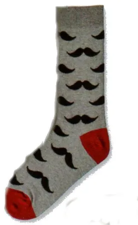 K Bell Mens Mustache Charcoal Sock