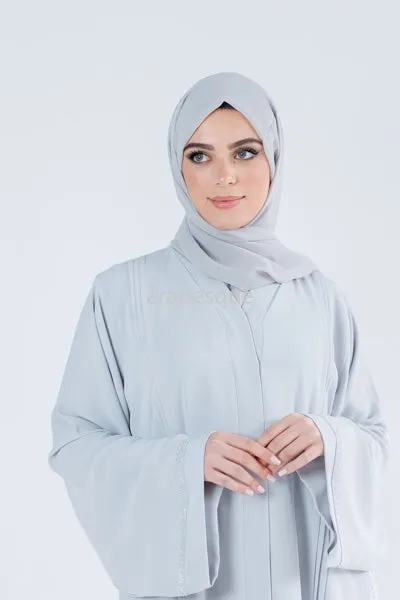 Luxury Nida Embellished Open Abaya with Pleats - 2 Colours