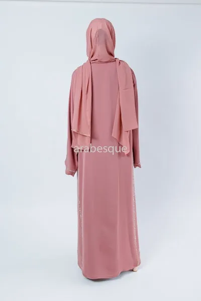 Luxury Nida Embellished Open Abaya with Pleats - 2 Colours