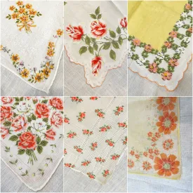 SOLD Vintage 40s/50s Hankies, Yellow Orange 6 Piece Lot #5