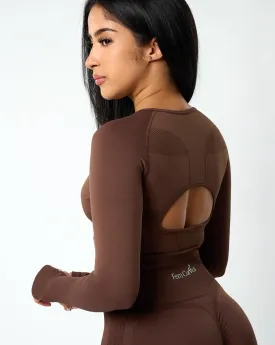 Sujey Long Sleeve Crop Top - Cocoa