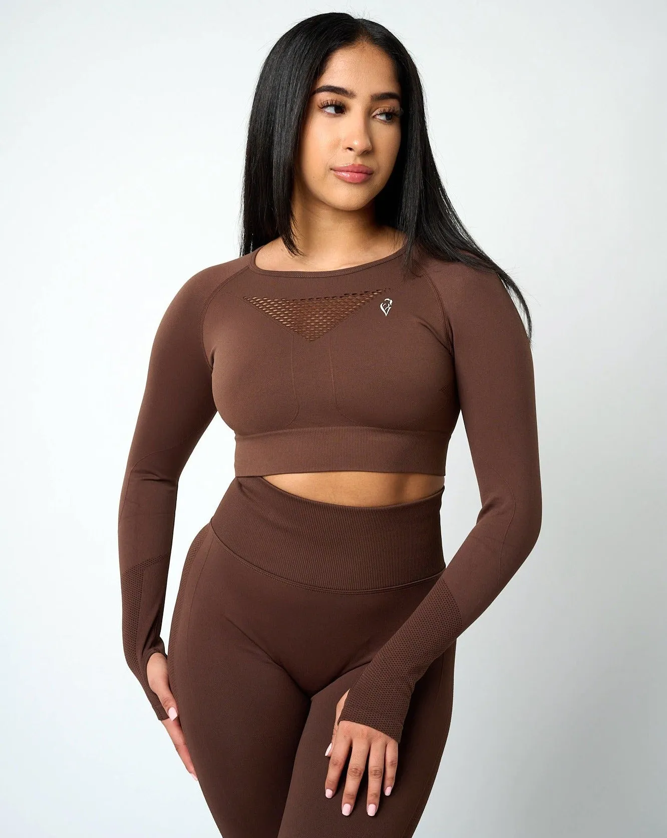 Sujey Long Sleeve Crop Top - Cocoa