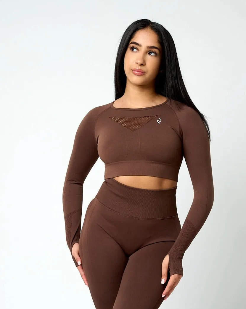 Sujey Long Sleeve Crop Top - Cocoa