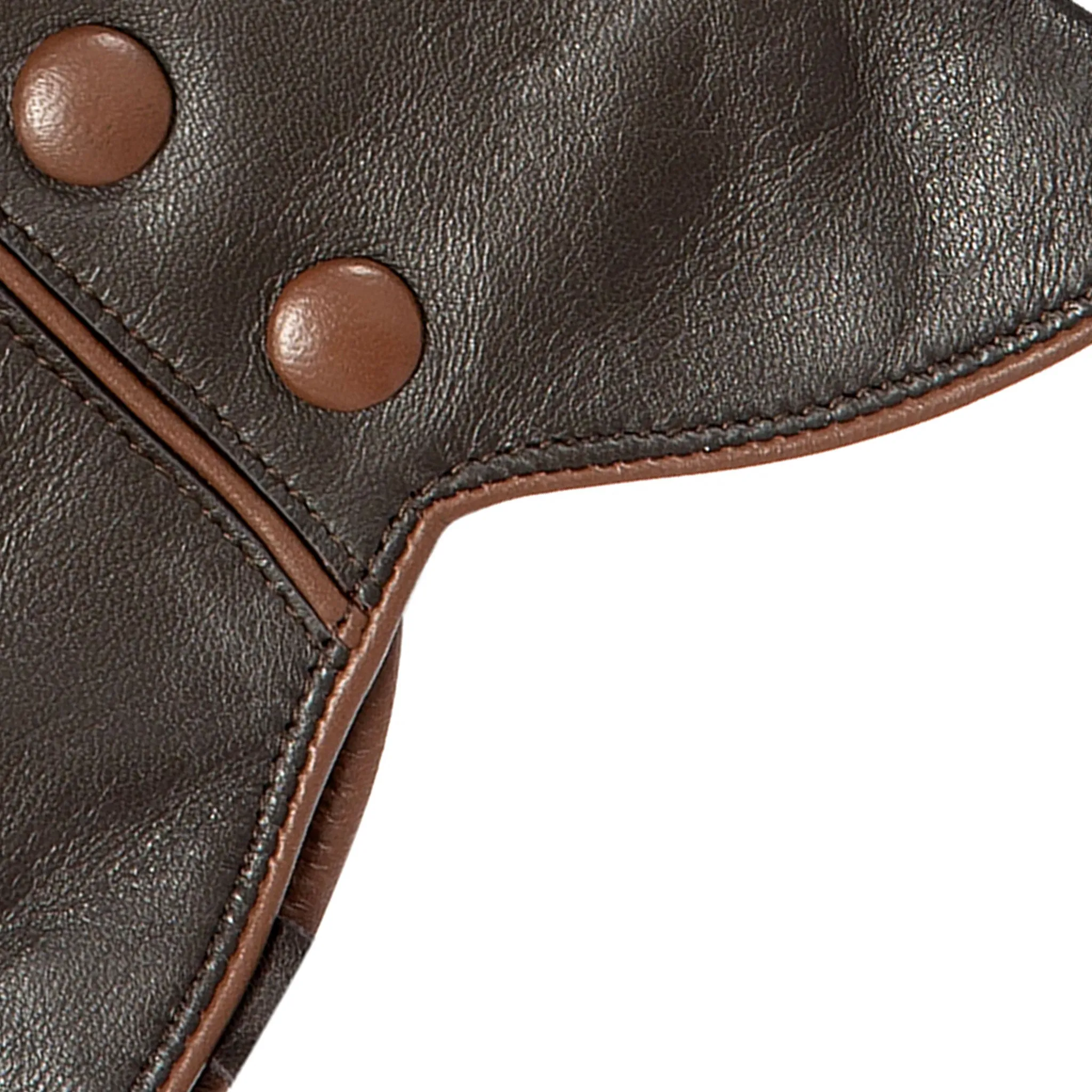 Women’s Wool-Lined Leather Gloves with Buttons and Piping