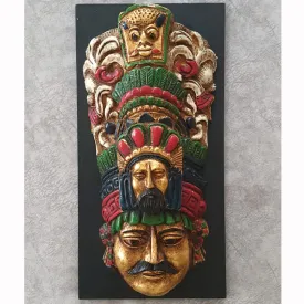 Wooden Face Mask Gold Finish - Wall Hanging - Wall Decor